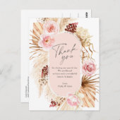 ボホモダンパンパスグラスフローラアーチありがとう ポストカード (正面/裏面)