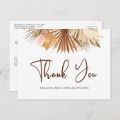 ボホモダンパンパスグラス結婚のサンキューポストカー ポストカード (正面/裏面)