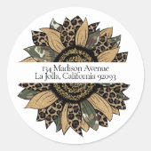 ボホモダンヒマワールラウンド差出人住所ラベル ラウンドシール (正面)