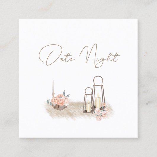 ボホモダンピンクのエレガントフローラ日付ナイトカード スクエア名刺 (正面)