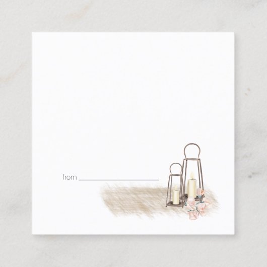 ボホモダンピンクのエレガントフローラ日付ナイトカード スクエア名刺 (裏面)