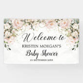 ボホモダンピンクのフローラ葉金ゴールド赤ちゃんシャワー 横断幕 (横)