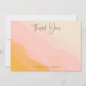 ボホモダンピンクイエローキュートスクリプトブライダルシャワー サンキューカード (正面)