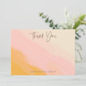 ボホモダンピンクイエローキュートスクリプトブライダルシャワー サンキューカード (スタンド正面)