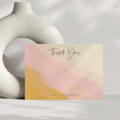 ボホモダンピンクイエローキュートスクリプトブライダルシャワー サンキューカード