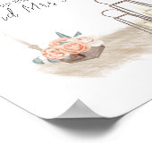 ボホモダンピンクエレガントフローラデートの夜のサイン ポスター (角)