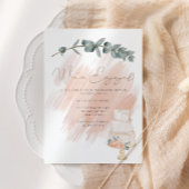 ボホモダンピンクエレガントフローラ婚約パーティ 招待状