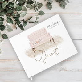 ボホモダンピンクエレガントフローラ結婚ズゲストブック ゲストブック