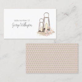 ボホモダンピンクエレガントフローラ結婚ズ プレイスカード