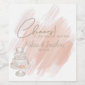 ボホモダンピンクエレガントフローラ結婚ズ ワインラベル (シングルラベル)