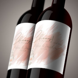 ボホモダンピンクエレガントフローラ結婚ズ ワインラベル