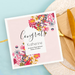 ボホモダンピンクフローラアーチ大学院パーティー スタンダードカクテルナプキン