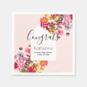 ボホモダンピンクフローラアーチ大学院パーティー スタンダードカクテルナプキン (正面)