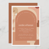 ボホモダンフローラアートテラコッタブライダルシャワー 招待状 (正面/裏面)