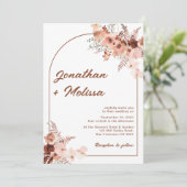 ボホモダンフローラテラコッタアーチ結婚写真 招待状 (スタンド正面)