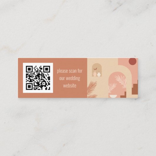 ボホモダンフローラテラコッタウェディングRSVP QRカード スキニー名刺 (裏面)