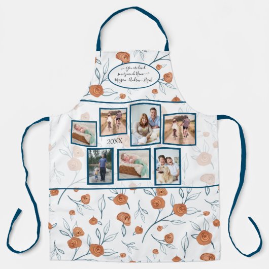 ボホモダンフローラテラコッタブルー写真 エプロン (正面)