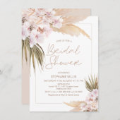 ボホモダンフローラパンパスフレームブライダルシャワー 招待状 (正面/裏面)