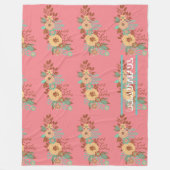 ボホモダンフローラピンク フリースブランケット (正面)