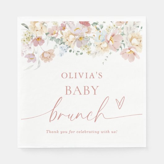 ボホモダンフローラベビーシャワー紙ナプキンス スタンダードランチョンナプキン (正面)