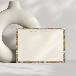 ボホモダンフローラマスタードイエローパーソナライズされた ノートカード