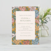 ボホモダンフローラマスタード自然イエロー結婚ズ 招待状 (スタンド正面)