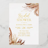 ボホモダンフローラリーフボヘミアンブライダルシャワー 箔招待状 (正面)