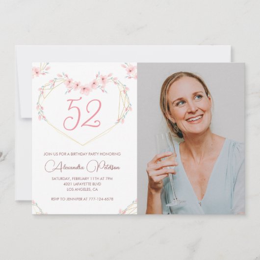 ボホモダンフローラ写真52歳の誕生日の招待状 招待状 (正面)