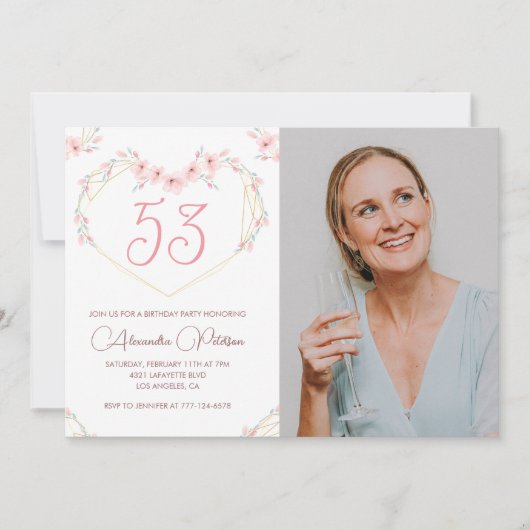 ボホモダンフローラ写真53歳の誕生日の招待状 招待状 (正面)