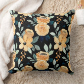 ボホモダンフローラ背景植物黒 クッション (ブランケット)