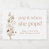 ボホモダンフローラ赤ちゃんシャワーきらめくワインラベ スパークリングワインラベル (シングルラベル)