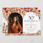 ボホモダンフローラ30歳の誕生日パーティー写真 招待状 (正面/裏面)