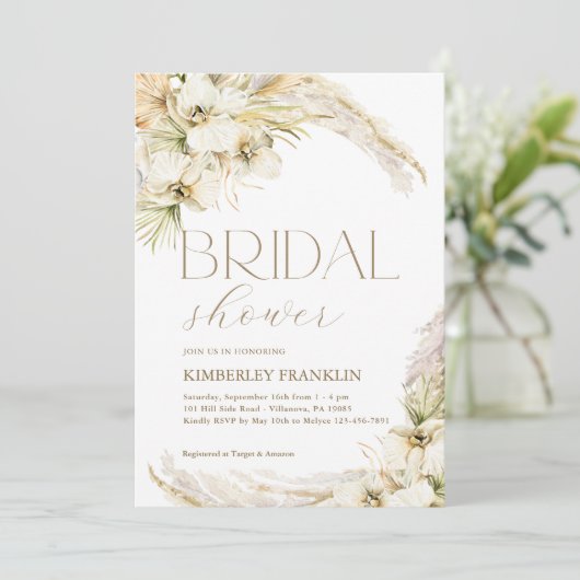 ボホモダンブライダルシャワー印刷またはデジタル招待券 招待状 (スタンド正面)