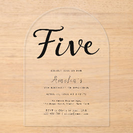 ボホモダンブラックスクリプシンプルト第5誕生日 アクリル招待状