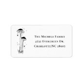 ボホモダンブラック&ホワイトレトロマッシュルームアドレス ラベル (正面)