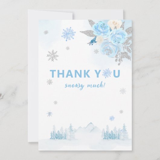 ボホモダンブルースノーフレーク冬の赤ちゃんシャワー サンキューカード (裏面)