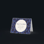 ボホモダンブルーハヌッカボタニカルカスタム空白の シーズンカード<br><div class="desc">ネイビー空白のブルーとイエローのボモダンホ植物性デザインを備えた折り畳み式ハヌカーの休日カードで、編集可能なグリーティングカスタムを持つ。</div>