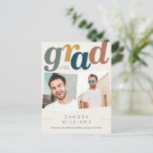 ボホモダンブルー&ベージュグラード写真卒業 ポストカード (スタンド正面)