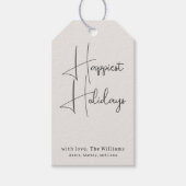 ボホモダンベージュハッピーホリデイズファミリー ギフトタグ (正面)