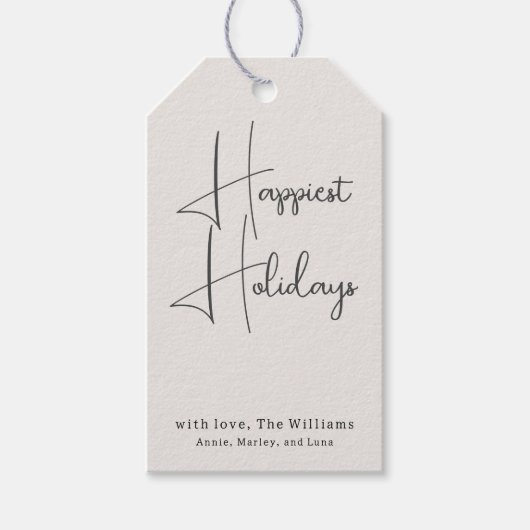 ボホモダンベージュハッピーホリデイズファミリー ギフトタグ (正面)