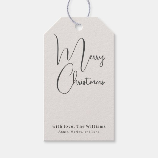 ボホモダンベージュメリークリスマスファミリーギフトラベル ギフトタグ (正面)