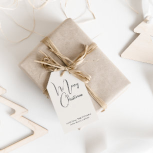 ボホモダンベージュメリークリスマスファミリーギフトラベル ギフトタグ