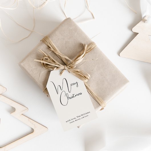 ボホモダンベージュメリークリスマスファミリーギフトラベル ギフトタグ