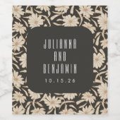 ボホモダンボタニカルブラックアイボリー結婚ズカスタム ワインラベル (シングルラベル)