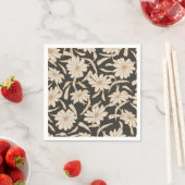 ボホモダンボタニカルブラックアイボリー結婚ズ スタンダードカクテルナプキン (インサイチュ)
