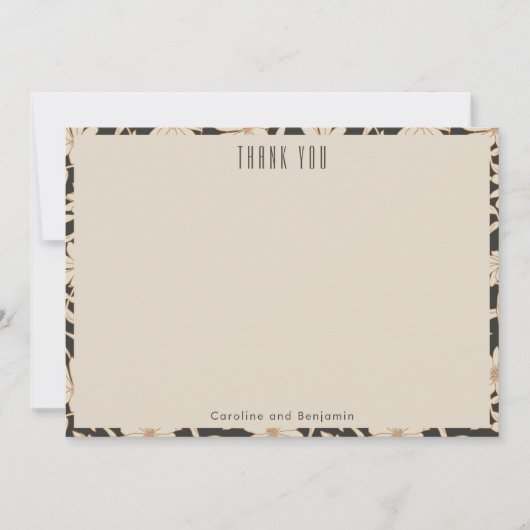 ボホモダンボタニカルブラックカスタムウェディング サンキューカード (正面)