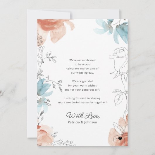 ボホモダンボタ数々のンフォト結婚コラージュ サンキューカード (裏面)