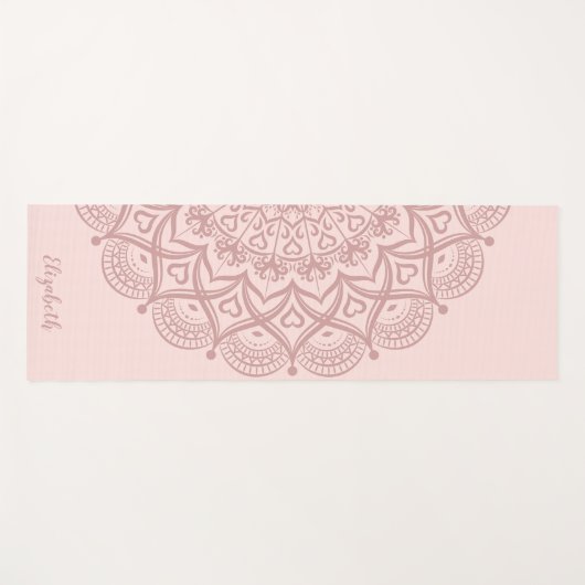 ボホモダンマパーソナライズされたダラ赤面ピンク ヨガマット (正面(横))