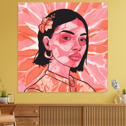 ボホモダンミニマフェミニンリスト芸術 キャンバスプリント (インサイチュ (リビング))