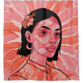 ボホモダンミニマフェミニンリスト芸術 シャワーカーテン (正面)